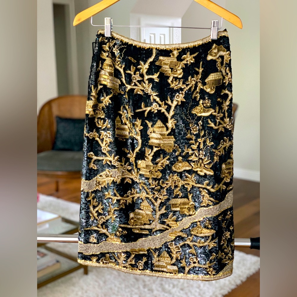 RARE Vintage Escada fully Sequined and Lined skirt sz 38